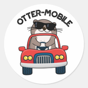 Otter-mobile Funny Animal Car Pun  Classic Round Sticker