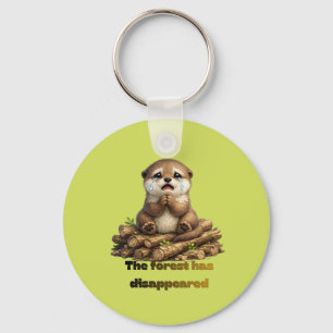 Otter on Cut Logs Forest Conservation Design Key Ring