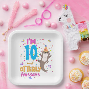 Otter Otterly Awesome Birthday Girl Paper Plate