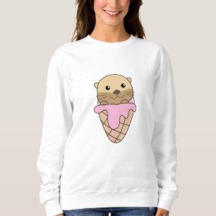 Otter Pink Ice Cream Waffle Sweet Animals Fish Sweatshirt