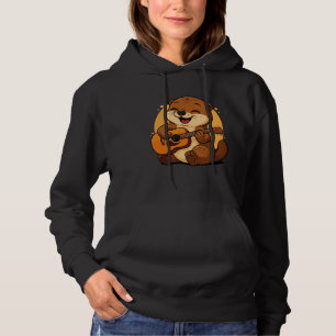 Otter Playing Guitar Graphic Otter Boys Girls Guit Hoodie