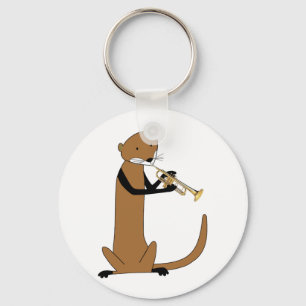 Otter Playing the Trumpet Key Ring