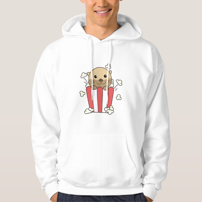 Otter Popcorn Time Funny Animals In Fast Food Hoodie (Front)