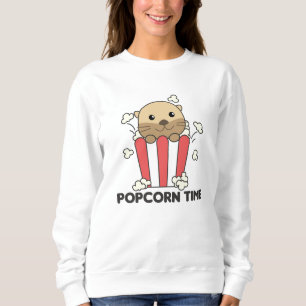 Otter Popcorn Time Whats Poppin Funny Pun Sweatshirt