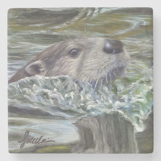 "Otter Pops!" Stone Coaster
