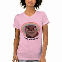 Otter Rainbow Heart Graphic Soft Pink T-Shirt