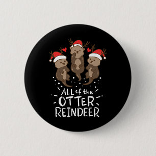 Otter Reindeer Deer Christmas Xmas Gift Present  6 Cm Round Badge