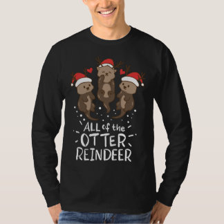 Otter Reindeer Deer Christmas Xmas Gift Present T-Shirt