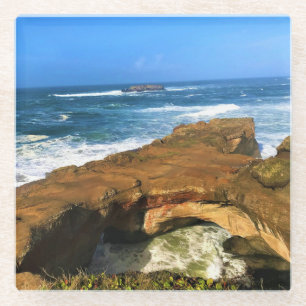Otter Rock at Devil's Punchbowl State Park, Oregon Glass Coaster