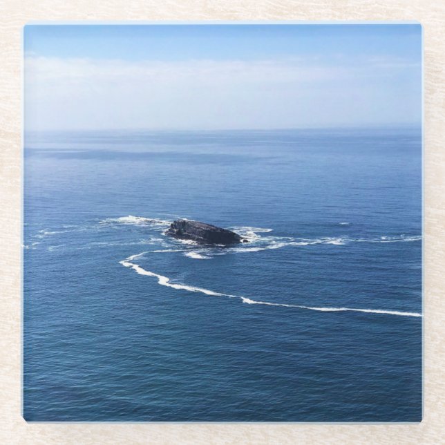 Otter Rock, Cape Foulweather, Newport, Oregon Glass Coaster (Front)