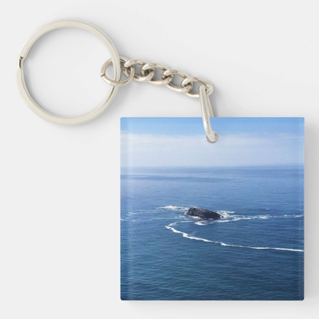 Otter Rock, Cape Foulweather, Newport, Oregon Key Ring (Front)