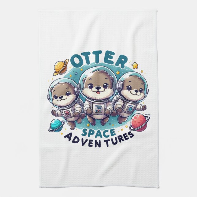 Otter Space Adventures Tea Towel (Vertical)
