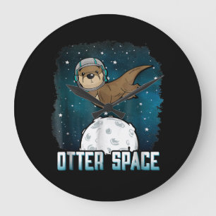 Otter Space Funny Otter Space Animal Large Clock