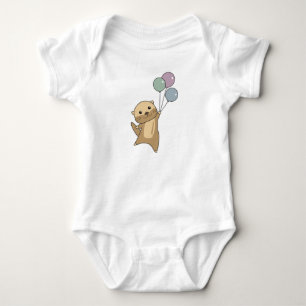 Otter Sweet Animal Flies With Balloons Up Baby Bodysuit
