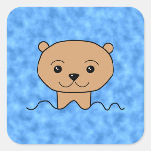 Otter Swimming. Square Sticker