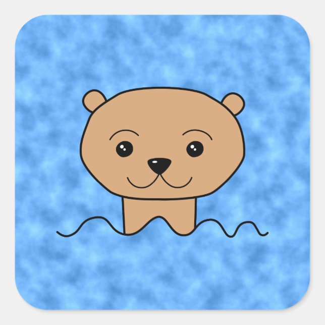 Otter Swimming. Square Sticker (Front)