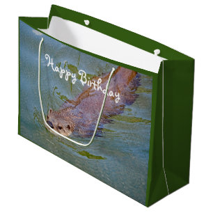 Otter Swimming Wildlife Photo Birthday Large Gift Bag