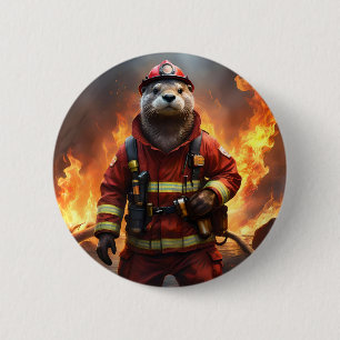Otter The Fire Fighter, 6 Cm Round Badge