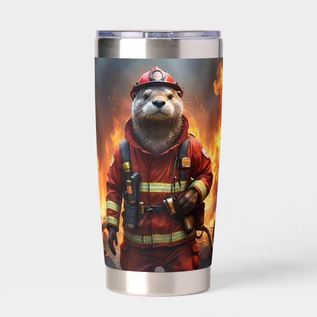Otter The Fire Fighter, Insulated Tumbler (Back)