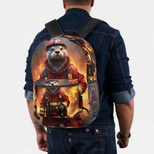 Otter The Fire Fighter, Printed Backpack