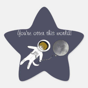 "Otter This World" Cute otter spaceman Star Sticker