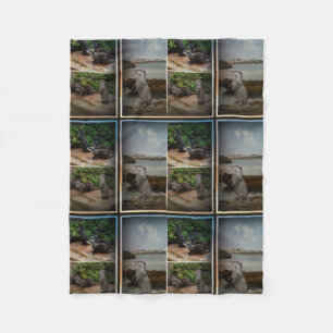 Otter Three Picture Collage, Small Fleece Blanket