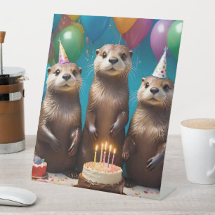 Otter Triplets Birthday Party, Pedestal Sign