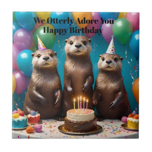 Otter Triplets Otterly Adore You Birthday Party, Tile