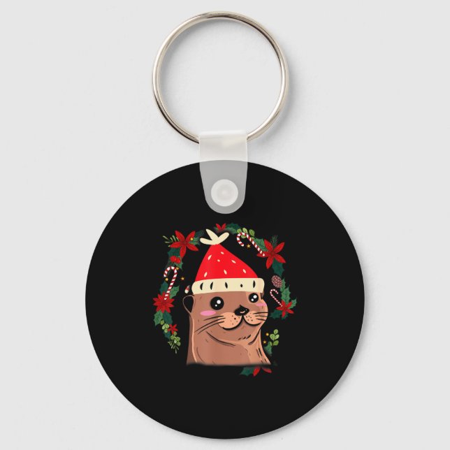Otter Ugly Christmas Christmas Winter  Key Ring (Front)