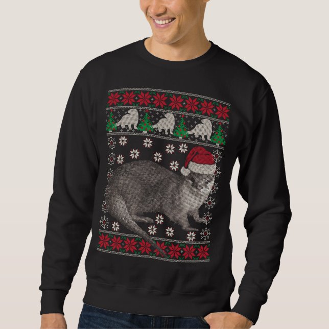 Otter ugly christmas| sweat animal holiday xmas sweatshirt (Front)