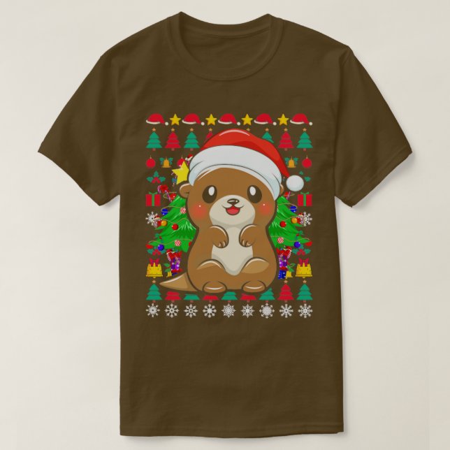 Otter Ugly Christmas Xmas T-Shirt (Design Front)