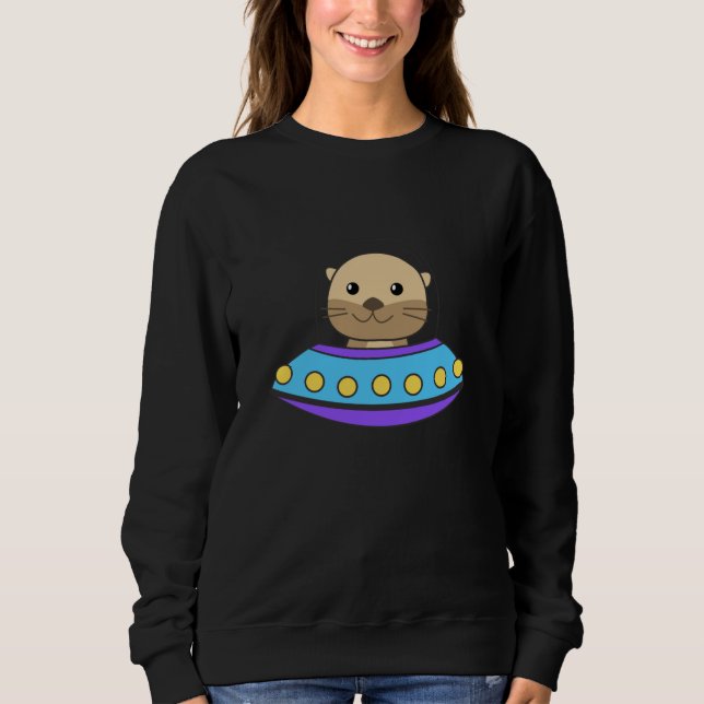 Otter Universe UFO In Space Spaceship Sweatshirt (Front)