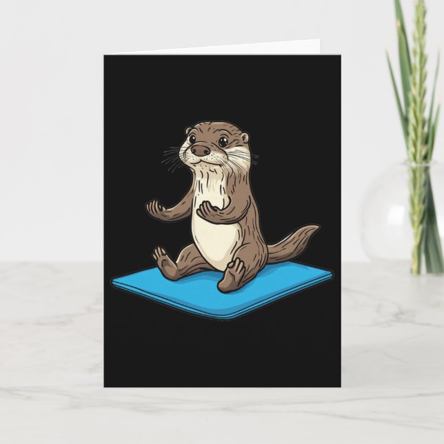 Otter Using A Yoga Mat  Card (Front)