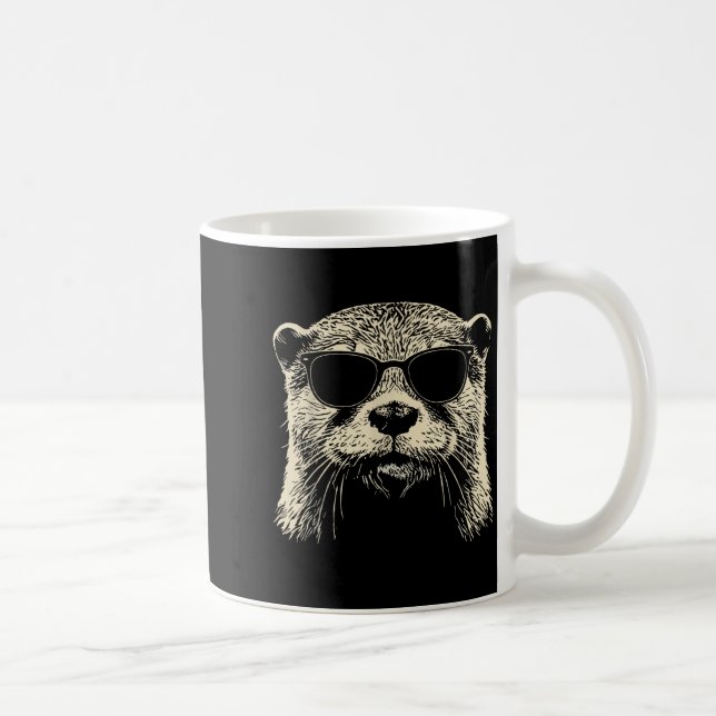 Otter Wearing Sungles Graphic Otter Shirt Men Wome Coffee Mug (Right)