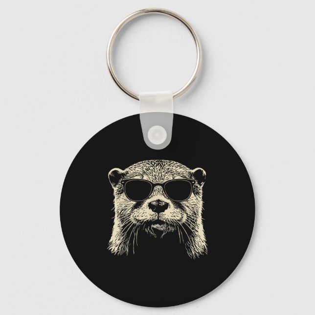 Otter Wearing Sungles Graphic Otter Shirt Men Wome Key Ring (Front)