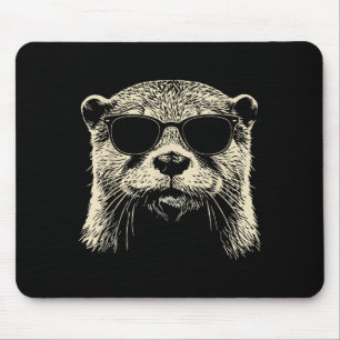 Otter Wearing Sungles Graphic Otter Shirt Men Wome Mouse Pad