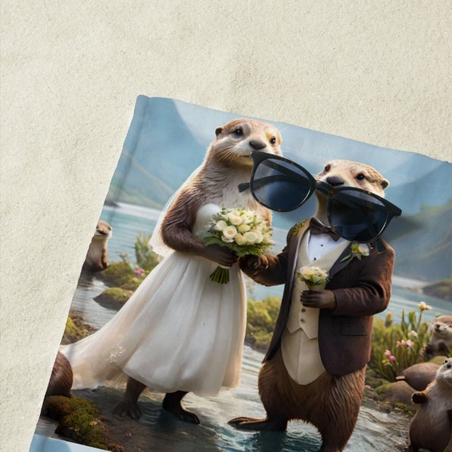 Otter Wedding Day, Beach Towel (In Situ)