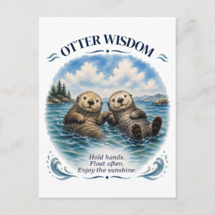 Otter Wisdom Watercolor Inspirational  Postcard