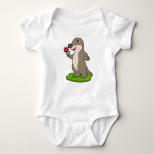 Otter with Flower Baby Bodysuit