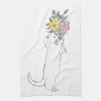 Otter with flowers tea towel