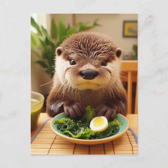 Otter With Seaweed Salad  Postcard (Front)