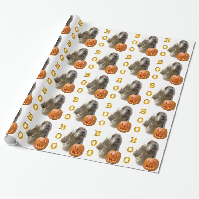 Otterhound Halloween BOO Wrapping Paper (Unrolled)