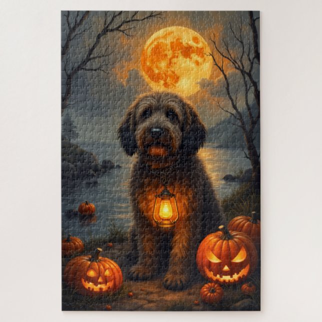 Otterhound Haunted Riverside Halloween Portrait Ar Jigsaw Puzzle (Vertical)