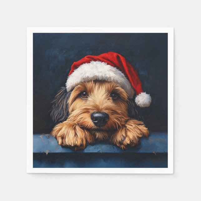 Otterhound In A Santa Hat Napkin (Front)