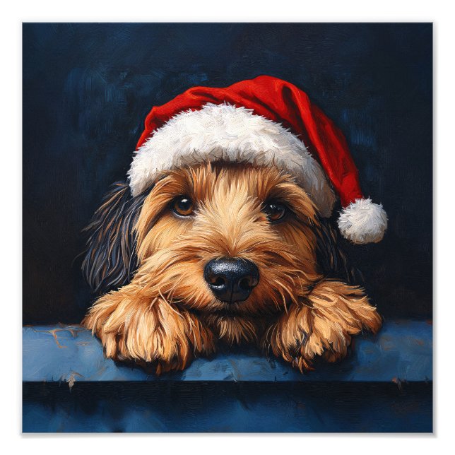 Otterhound In A Santa Hat Photo Print (Front)