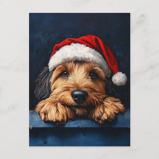 Otterhound In A Santa Hat Postcard (Front)