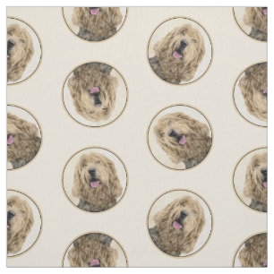 Otterhound Painting Black and Tan Original Dog Art Fabric