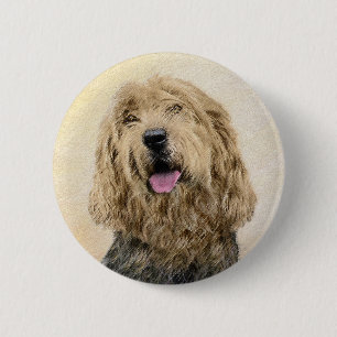 Otterhound Painting - Cute Original Dog Art 6 Cm Round Badge