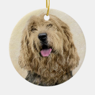 Otterhound Painting - Cute Original Dog Art Ceramic Tree Decoration