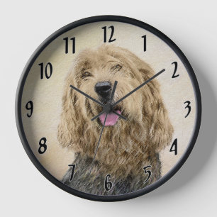 Otterhound Painting - Cute Original Dog Art Clock